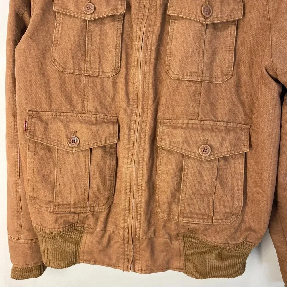 Vintage Levi’s Brown Kaki Tan Utility Jacket coat Men Size XL Pockets all over - Picture 7 of 13
